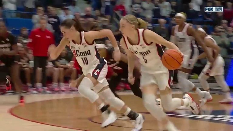Paige Bueckers takes it coast-to-coast for the layup to extend UConn’s lead over Louisville