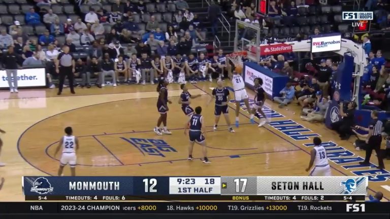 Isaiah Coleman throws down a dunk, extending Seton Hall’s lead vs. Monmouth